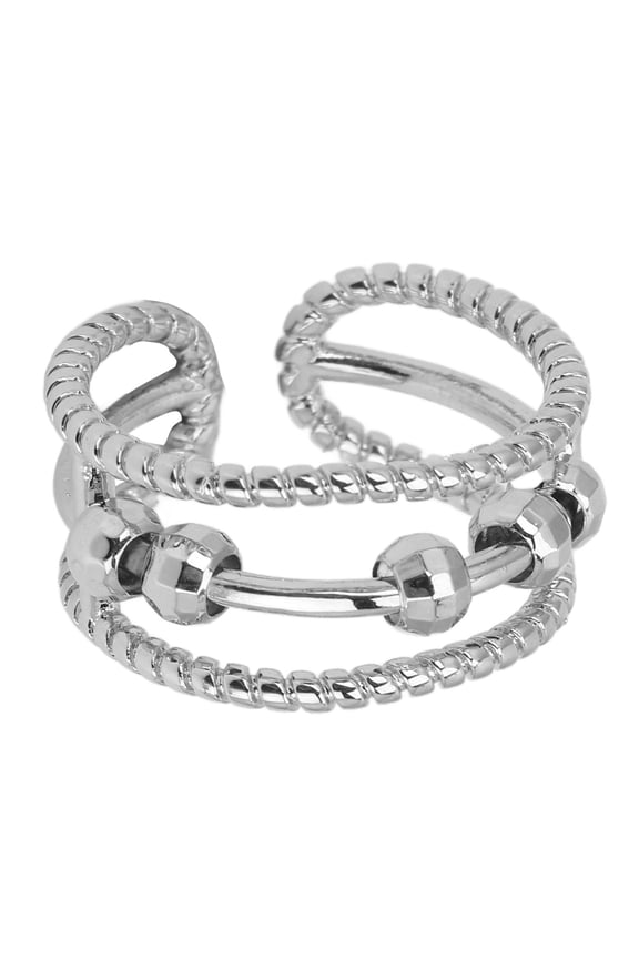 Rotating Bead Relieve Anxiety Ring Adjustable Opening Silver Plated Jewelry For Stress Relief Calm Focus Meditation Mindful Fidget Finger Ring For Women Men Unisex Gift (5 inches / 12.7 cm)