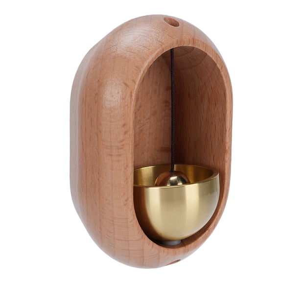 ENYOUNG Shopkeepers Bell for Door Opening Brass Wood Decorative Doorbell Ornament with Double Sided Tape for Refrigerator (3.54 inches / 9 cm)