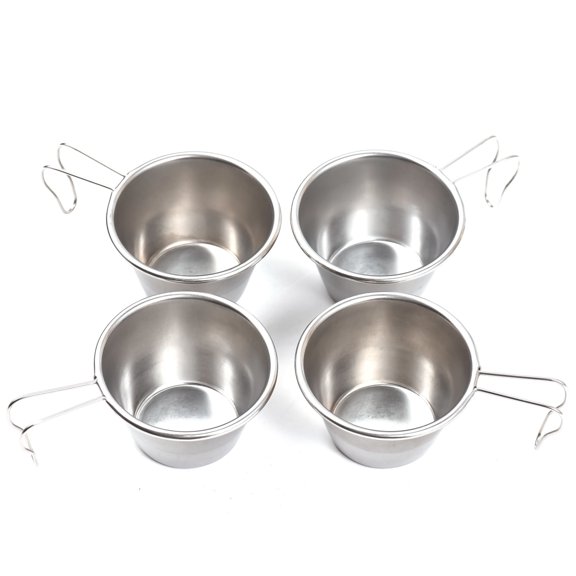 ENYOUNG Sierra Cup Tea Coffee Sets of 4 Stainless Steel Travel Mug with Folding Handle, 70ml / 2.37 oz Lightweight Metal Tasting Cups for Outdoor Backpacking Camping Hiking Picnic Activities
