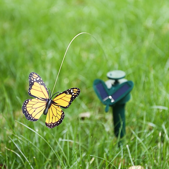 ENYOUNG Solar Powered Dancing Fluttering Butterfly Outdoor Garden Yard Stake Decoration, Lifelike Animated Flying Fluttering Moving Potted Plant Insect Accent (Random Color, 13 Inches / 33 cm)