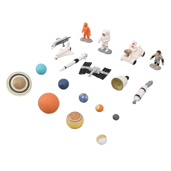 ENYOUNG Space Astronauts Planets Figurines Set, 19 Pieces Solar System Model Kit Space Exploration Adventure Toy Playset Collection Model for Kids and Toddlers (16x13x5 inches / 40.6x33.0x12.7 cm)