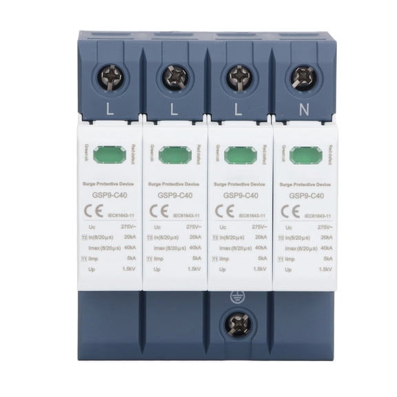 ENYOUNG Surge Protective Device 40KA 4P SPD Protector Industrial DIN Rail Installation AC 275V, Compact Low Voltage Arrester for Home and Power Grid Safety Protection, 10 Inches / 25.4 cm
