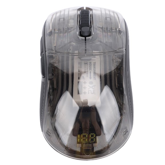 ENYOUNG Transparent Shell Mouse Tri Modes Transparent Mouse with RGB Wireless Charging Base Black (7.09 x 4.72 x 1.97 inches / 18.0 x 12.0 x 5.0 cm)