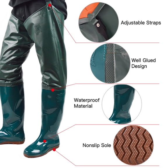 ENYOUNG Waterproof PVC Fishing Waders Hip Boots for Men Women Fishing Farming Size 37 EU. Durable Knee-High Wader Design for Outdoor Farming Activities and Wet Worksites with Slip-Resistant Outsoles.