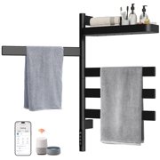ENZE Smart Rotating Heated Towel Rack for Bathroom, 100W Electric Towel Warmer with Swivel Bars, 1-24H Timer, 115 -155 , Wi-Fi App Control, Low Carbon Steel, IPX5, Plug-in/Hardwired, Black