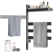 ENZE Smart Rotating Heated Towel Rack for Bathroom, 100W Electric Towel Warmer with Swivel Bars, 1-24H Timer, 115 -155 , Wi-Fi App Control, Low Carbon Steel, IPX5, Plug-in/Hardwired, Gray