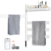 ENZE Smart Rotating Heated Towel Rack for Bathroom, 100W Electric Towel Warmer with Swivel Bars, 1-24H Timer, 115 -155 , Wi-Fi App Control, Low Carbon Steel, IPX5, Plug-in/Hardwired, White