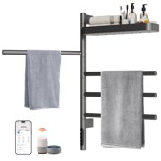 ENZE Smart Rotating Heated Towel Rack for Bathroom, 70W Electric Towel Warmer with Swivel Bars, 1-24H Timer, 115 -155 , Wi-Fi App Control, Low Carbon Steel, IPX5, Plug-in/Hardwired, Gray