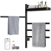 ENZE Smart Rotating Heated Towel Rack for Bathroom, 70W Electric Towel Warmer with Swivel Bars, 1-24H Timer, 115 -155 , Wi-Fi App Control, Low Carbon Steel, IPX5, Plug-in/Hardwired, Black