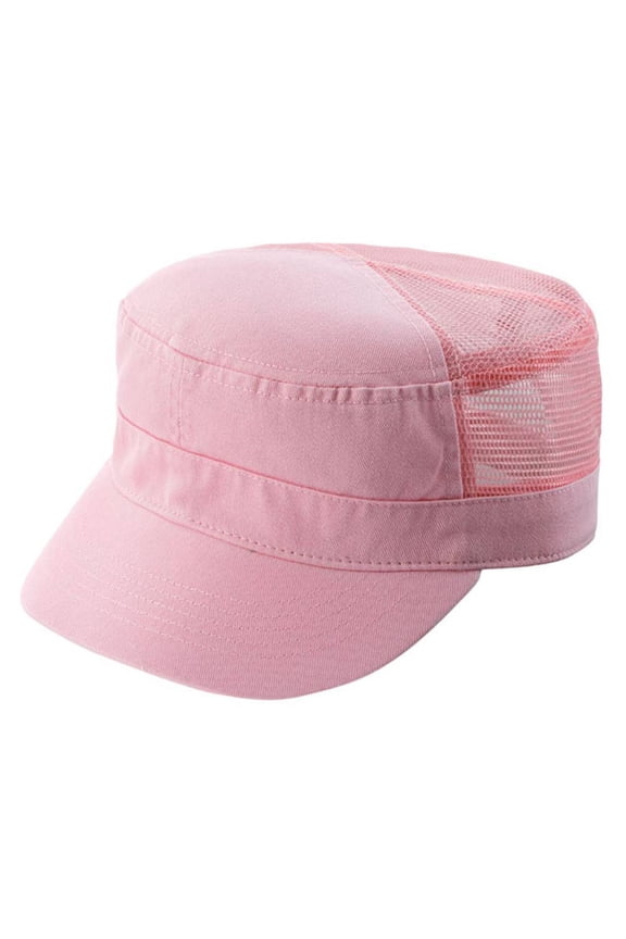 ENZYME WASHED TWILL ARMY CAP w/ MESH BACK - Pink
