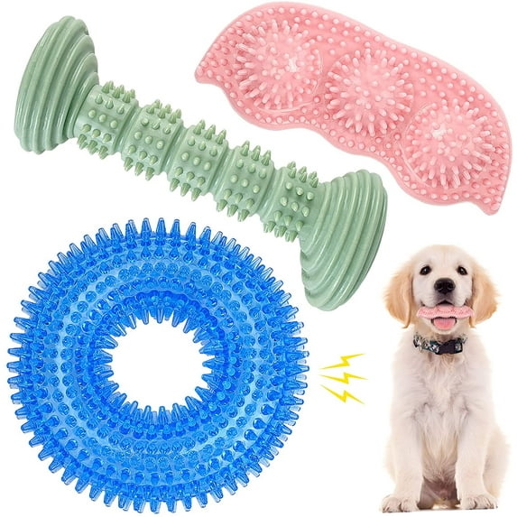 ENZZROA Dog Chew Toys for Puppy Teething, 3Pack 2-8 Months Puppies Teething Toys Soft & Durable Puppy Toys for Cleaning Teeth and Protects Oral Health Both Small Dogs & Medium Dog Suitable