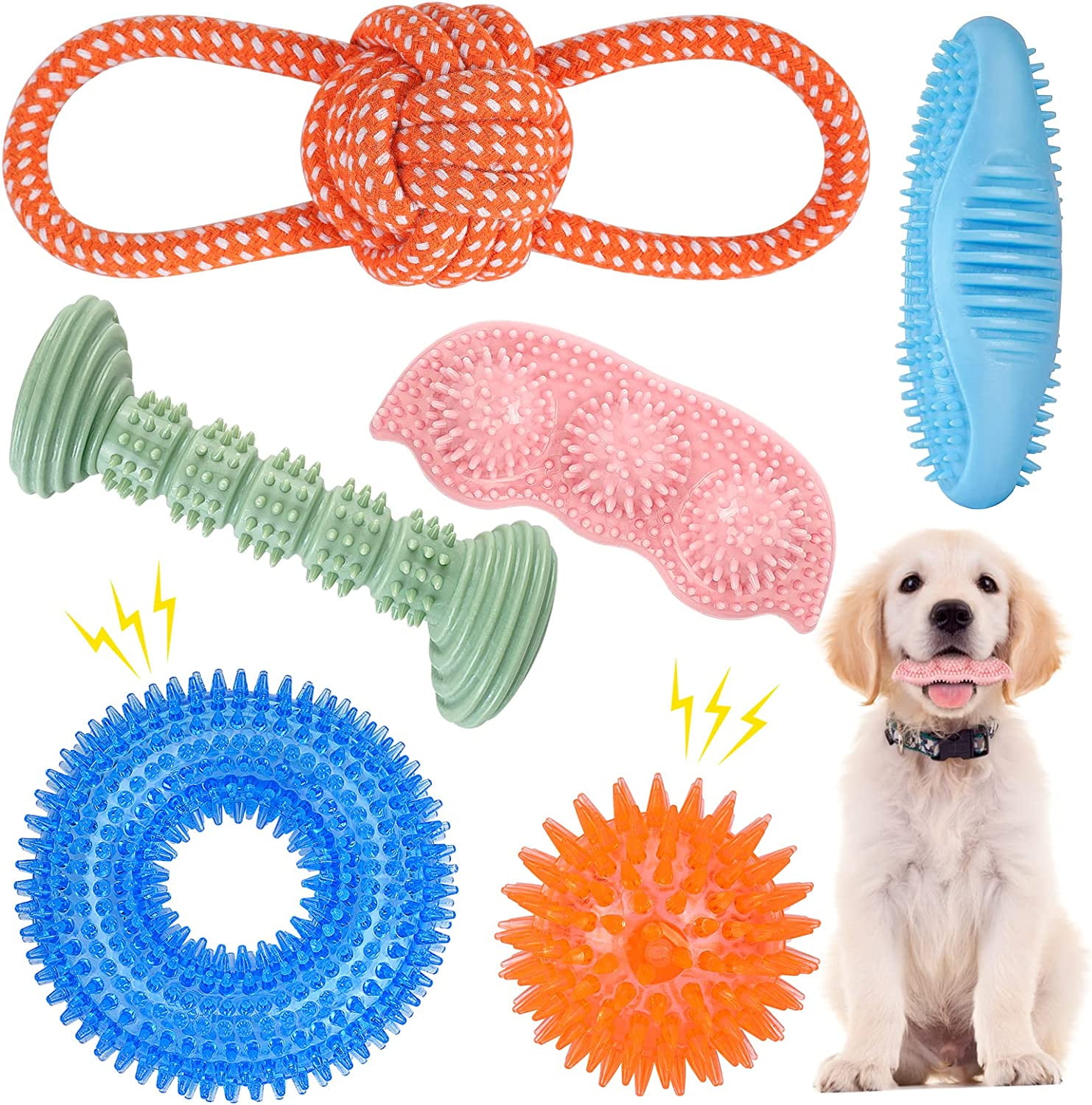 Curated visual reference: Puppy Crate Toys For Dental Health Reference: Enzzroa Dog Chew Toys For Puppy Teething 3Pack 2 8