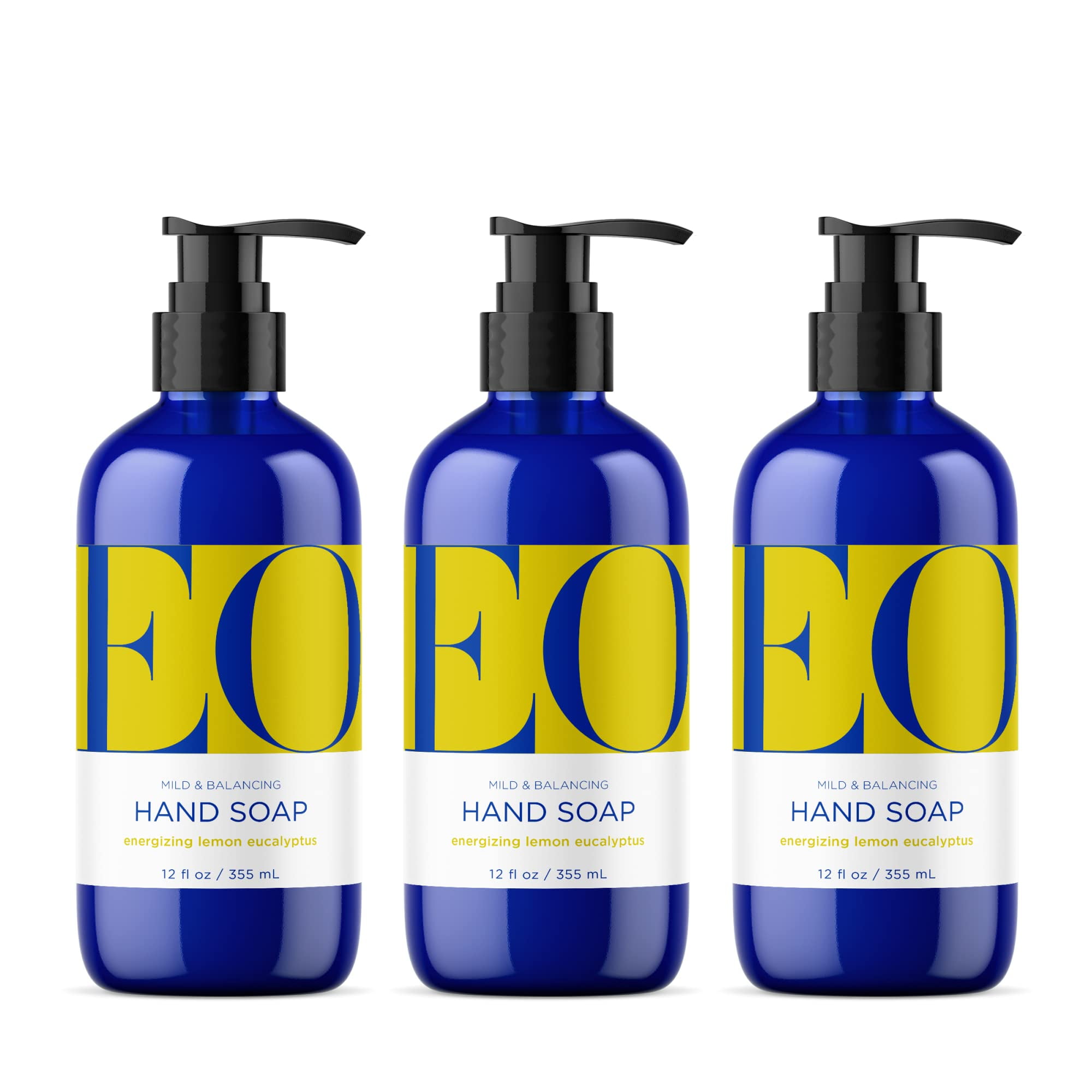 EO Liquid Hand Soap, 12 Ounce (Pack of 3), Lemon and Eucalyptus