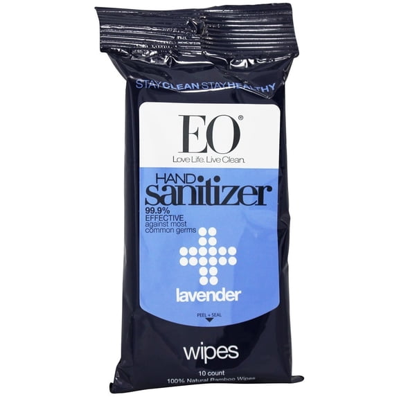 EO Products Hand Sanitizer Wipes Display Center - Lavender - Case of 6 - 10 Pack