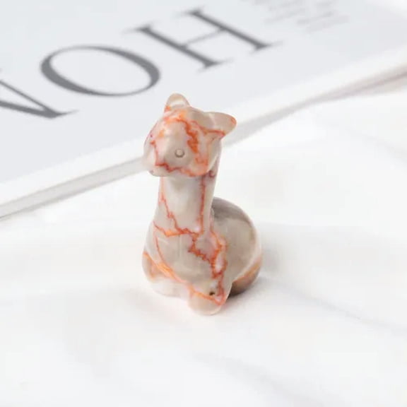 EOEMY 1.5" Natural Mini Alpaca Animal Quartz Crystal Carved Healing Reiki Skull Stone-Red Grid Stone