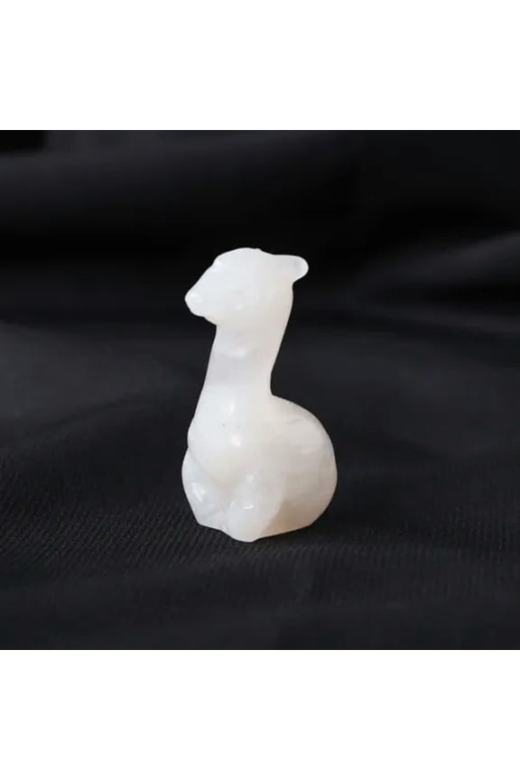 1.5" Natural Mini Alpaca Animal Quartz Crystal Carved Healing Reiki Skull Stone-White Jade