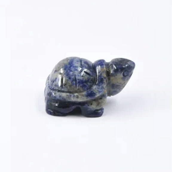 EOEMY 1.5'' Natural Quartz Crystal Longevity Turtle Hand Carved Tortoise Animal Statue-Blue Sodalite Quartz-10Pcs