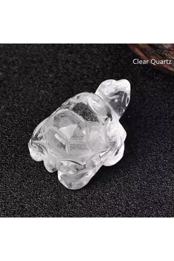 1.5'' Natural Quartz Crystal Longevity Turtle Hand Carved Tortoise Animal Statue-Clear Quartz-10Pcs