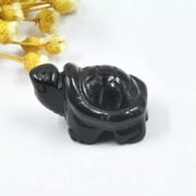 EOEMY 1.5 Natural Quartz Crystal Longevity Turtle Hand Carved Tortoise Animal Statue-Obsidian Quartz-10Pcs