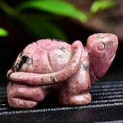 EOEMY 1.5 Natural Quartz Crystal Longevity Turtle Hand Carved Tortoise Animal Statue-Pink Rhodonite Quartz-1Pc