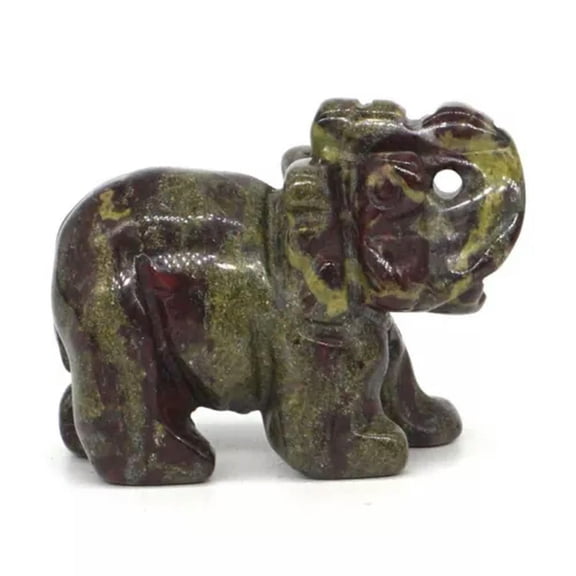 EOEMY 1.5'' Natural Quartz Crystal Mini Elephant Gemstone Carved Animal Statue Gift-Dragon Blood Quartz-5Pcs