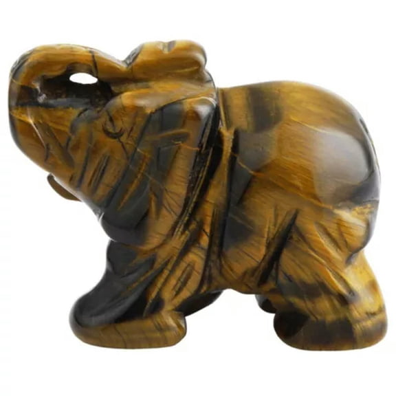 EOEMY 1.5'' Natural Quartz Crystal Mini Elephant Gemstone Carved Animal Statue Gift-Tiger'S Eye Quartz-10Pcs