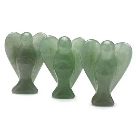 EOEMY 1.5'' Natural Reiki Quartz Crystal Carved Angel Chakra Mineral Stone Decor Us-Green Aventurine Quartz