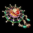 thumbnail image 1 of EOEMY 1.57" Colorful Enameled Web Red Heart Spider Brooch Pin Teardrop Short Tassel, 1 of 5