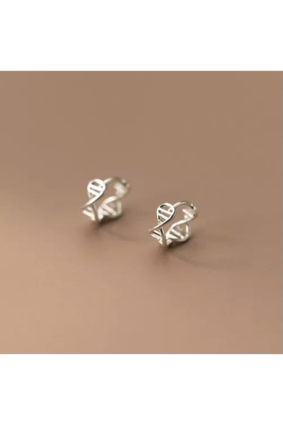 1 Pair Sterling Silver Double Helix Dna Helix Tragus Hinged Huggie Hoop Earrings