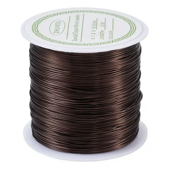 EOEMY 1 Roll Copper Beading Wire 0.3mm 0.5mm 0.6mm Craft Jewelry Necklace Wire String-Saddle Brown-0.5mm-23M/Roll