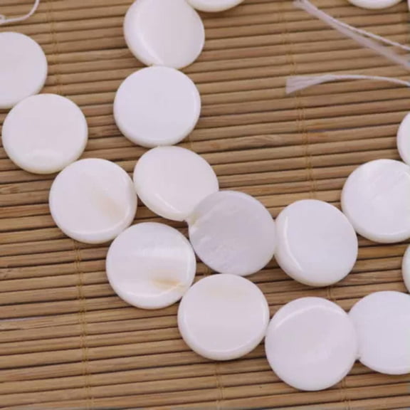 EOEMY 10-20mm Natural White Mother Of Pearl Shell Loose Beads 15" Choose -Coin 20mm