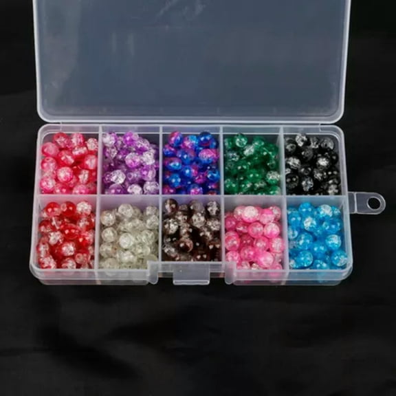 EOEMY 10 Color Round Crackle Cracked Glass Crystal Cahrm Beads 6mm 8mm Box Craft Diy-400Pcs 6mm