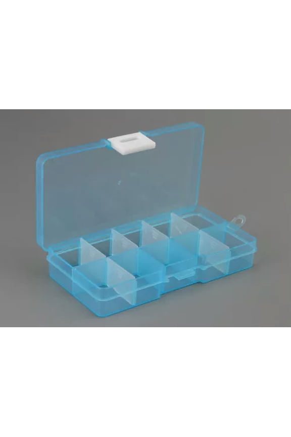 10 Compartments Plastic Box Case Jewelry Bead Display Storage Container 130X67mm-Blue