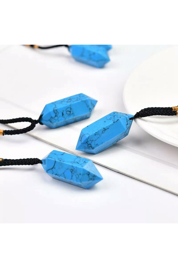 10 Lots Natural Pendant Blue Howlite Turquoise Quartz Crystal Point Wand Obelisk