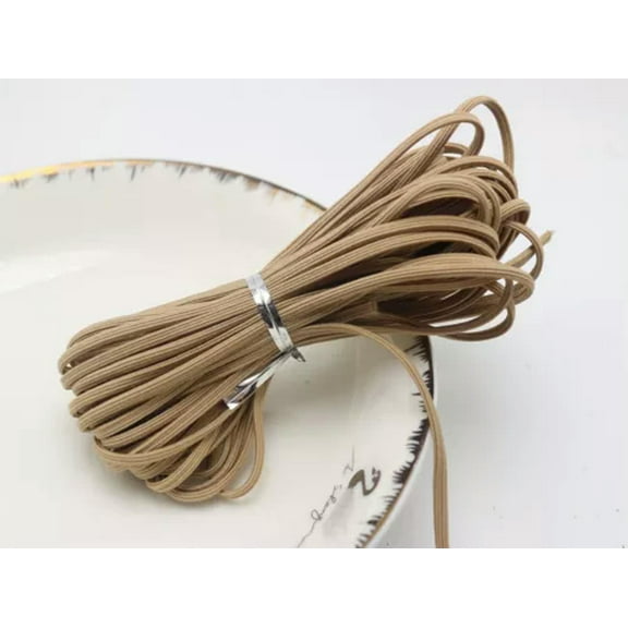 EOEMY 10 Meter Elastic Cord Stretch Thread String Flat 3mm For Sewing Hair Band Craft-2# Khaki