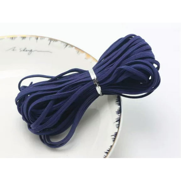 EOEMY 10 Meter Elastic Cord Stretch Thread String Flat 3mm For Sewing Hair Band Craft-9# Navy Blue