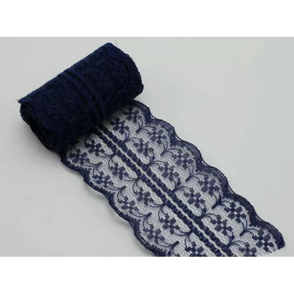 EOEMY 10 Meters Bilateral Handicrafts Embroidered Lace Trim Ribbon Pick Your Color-Navy Blue