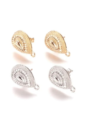 10 Pair Alloy Ear Stud Earring Findings Loop Post Drop Dangle Earring 19X12mm-Mixd Color