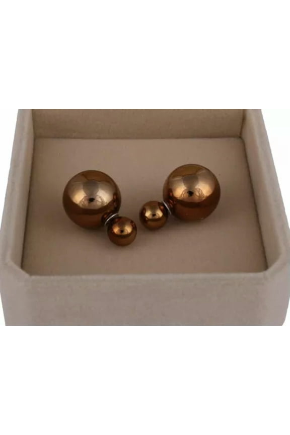 10 Pairs Metallic Color Acrylic Double Side Front And Back Post Ear Stud Earring-Metallic Coffee