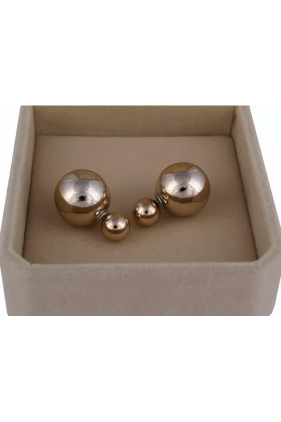 10 Pairs Metallic Color Acrylic Double Side Front And Back Post Ear Stud Earring-Metallic Gold