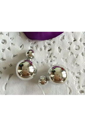 10 Pairs Metallic Color Acrylic Double Side Front And Back Post Ear Stud Earring-Metallic Silver