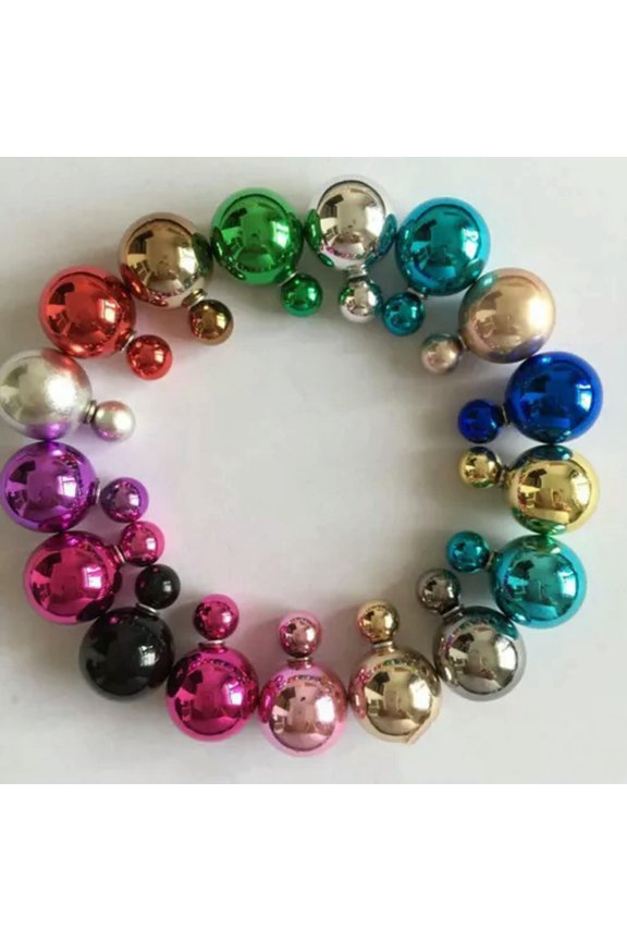 10 Pairs Metallic Color Acrylic Double Side Front And Back Post Ear Stud Earring-Mixed Color