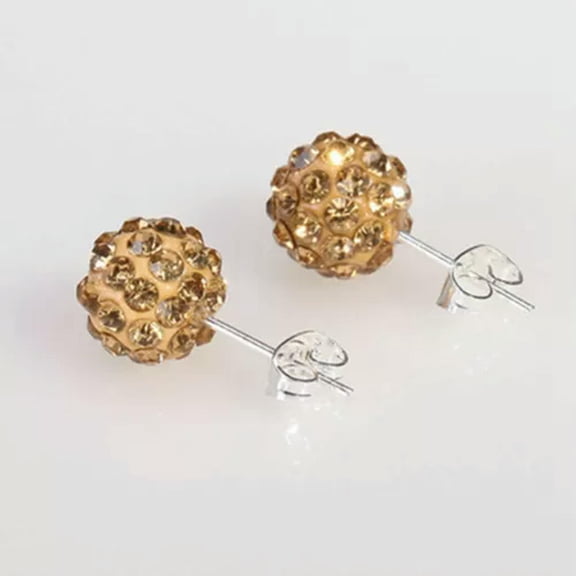EOEMY 10 Pairs Sparkle Clay Rhinestone Ear Stud 10mm Crystal Pave Disco Ball Earrings-9# Champagne