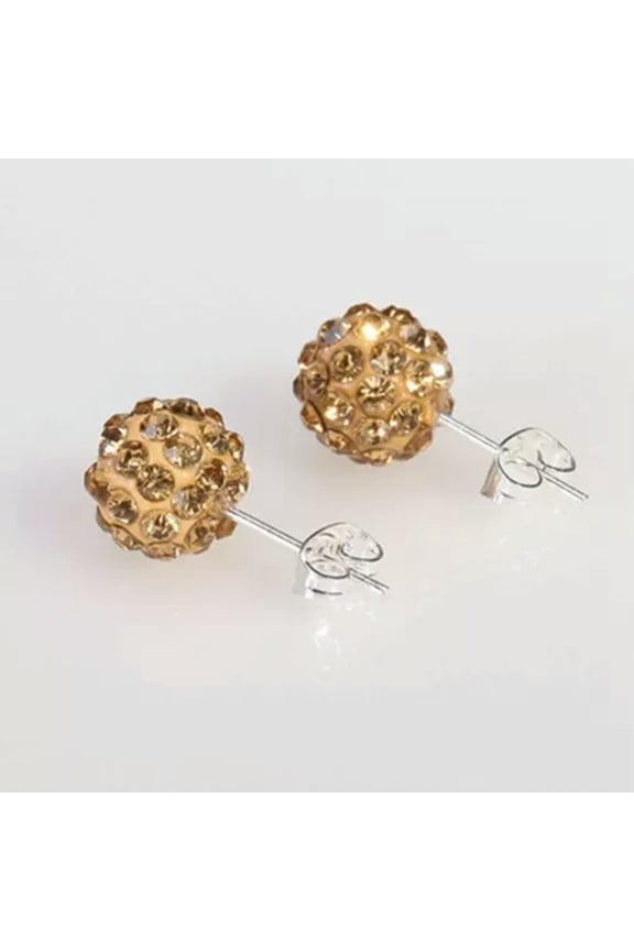 10 Pairs Sparkle Clay Rhinestone Ear Stud 10mm Crystal Pave Disco Ball Earrings-9# Champagne