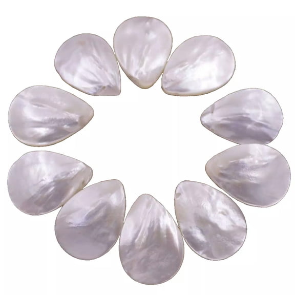 EOEMY 10 Pcs 13mmx18mm Teardrop Natural White Sea Shell Top Hole Mother Of Pearl