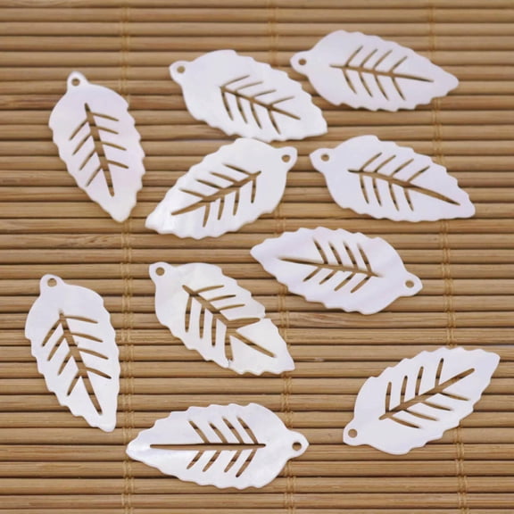 EOEMY 10 Pcs 13mmx26mm Leaf Shell Natural White Mother Of Pearl