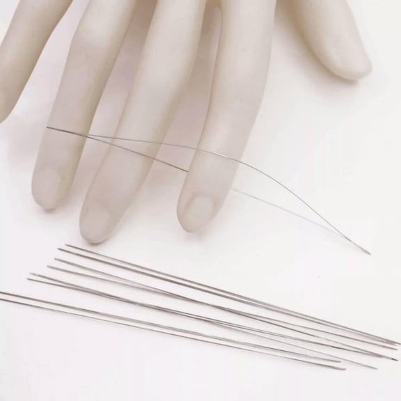 EOEMY 10 Pcs Big Eye Hole Needles Beading Loom Needles 100mm Long Dia. 0.2mm