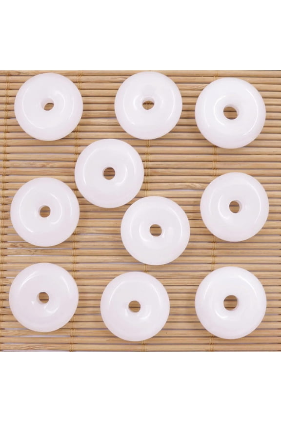 10 Pcs White Quartz Stone 25mm Flat Round Peace Ring Pendant Diy Crafts