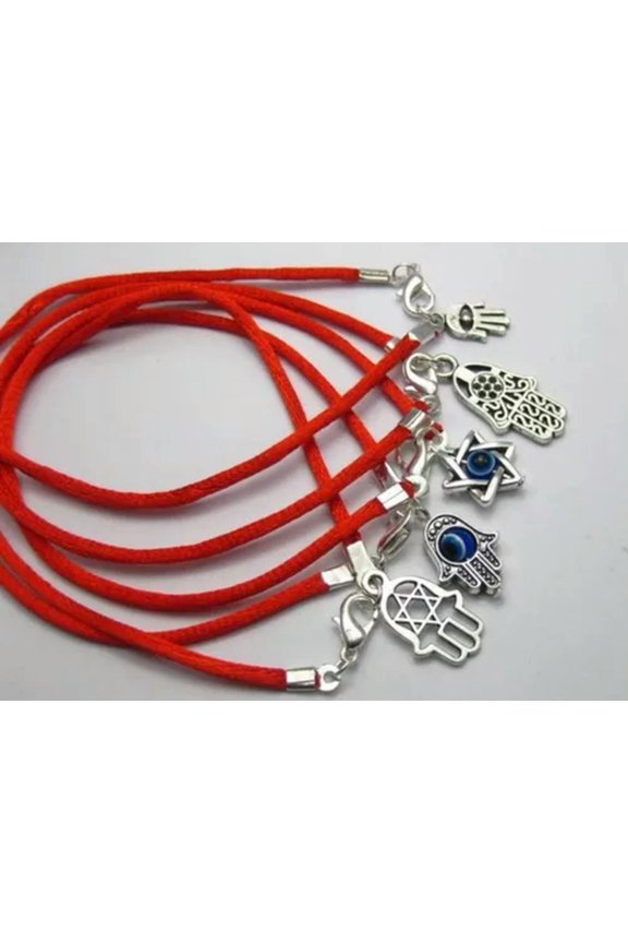 10 Red String Good Luck Bracelets Evil Eye Hamsa Hand "Star Of David" Charms-Assorted Charm