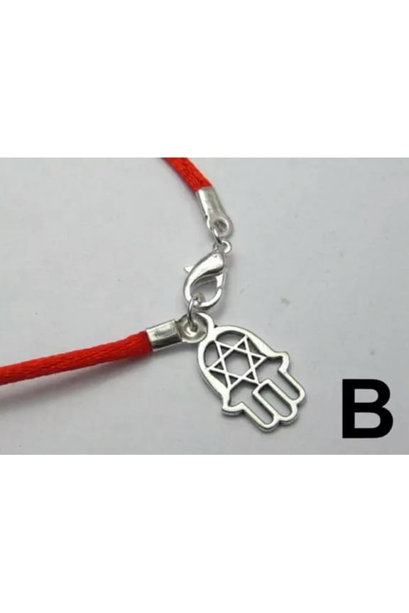 10 Red String Good Luck Bracelets Evil Eye Hamsa Hand "Star Of David" Charms-B: "Star Of David" Hand Charm